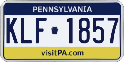 PA license plate KLF1857