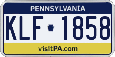 PA license plate KLF1858