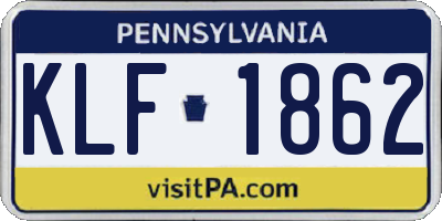 PA license plate KLF1862