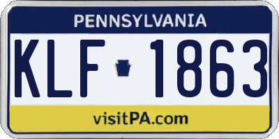 PA license plate KLF1863