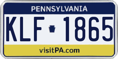 PA license plate KLF1865