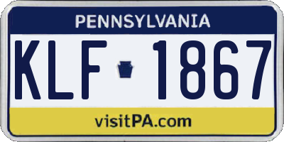 PA license plate KLF1867