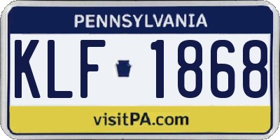 PA license plate KLF1868
