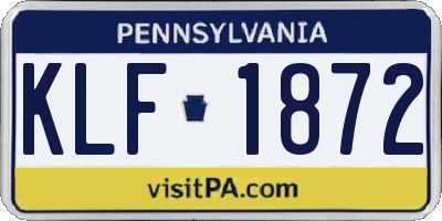 PA license plate KLF1872