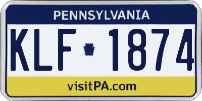 PA license plate KLF1874