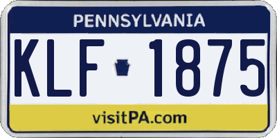 PA license plate KLF1875