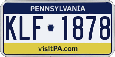 PA license plate KLF1878
