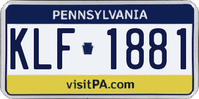 PA license plate KLF1881