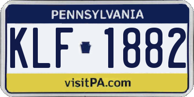PA license plate KLF1882