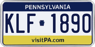 PA license plate KLF1890