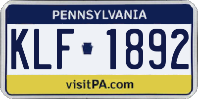 PA license plate KLF1892
