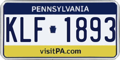 PA license plate KLF1893