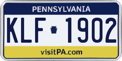 PA license plate KLF1902