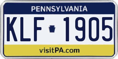 PA license plate KLF1905