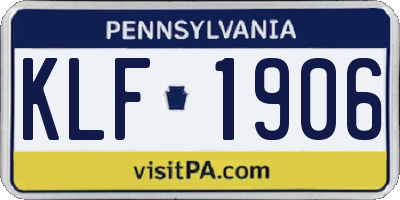 PA license plate KLF1906