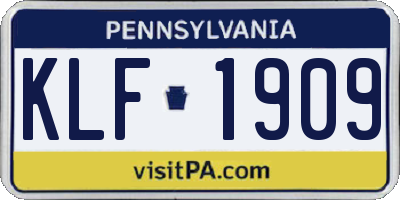 PA license plate KLF1909