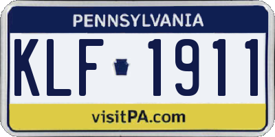 PA license plate KLF1911