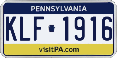 PA license plate KLF1916