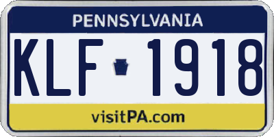 PA license plate KLF1918
