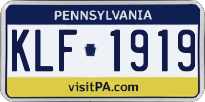 PA license plate KLF1919