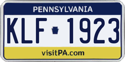 PA license plate KLF1923