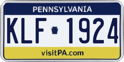 PA license plate KLF1924