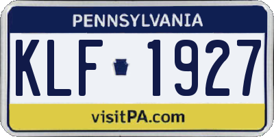 PA license plate KLF1927