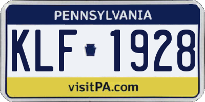 PA license plate KLF1928