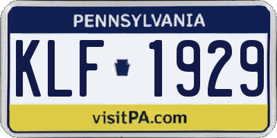 PA license plate KLF1929