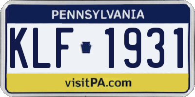 PA license plate KLF1931