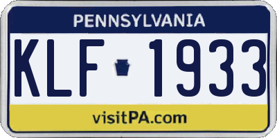 PA license plate KLF1933