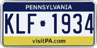 PA license plate KLF1934