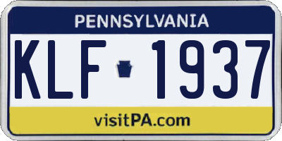 PA license plate KLF1937