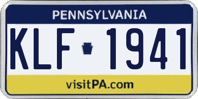PA license plate KLF1941