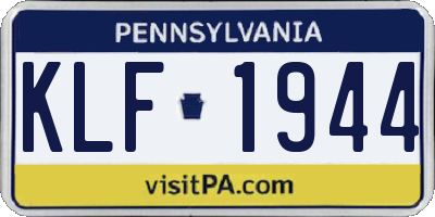 PA license plate KLF1944