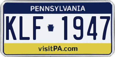 PA license plate KLF1947