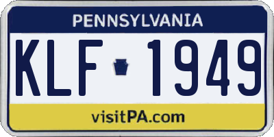 PA license plate KLF1949