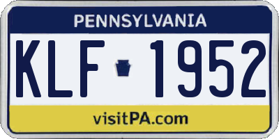 PA license plate KLF1952