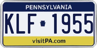 PA license plate KLF1955