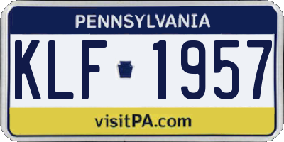 PA license plate KLF1957