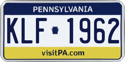 PA license plate KLF1962