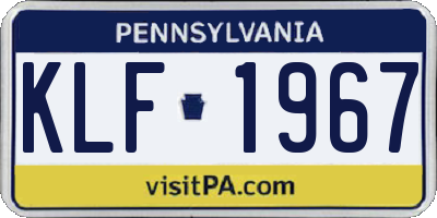 PA license plate KLF1967