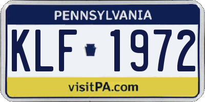 PA license plate KLF1972