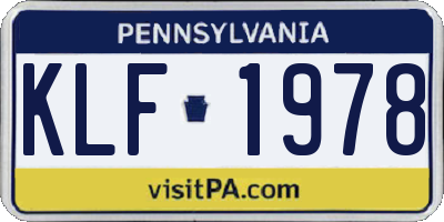PA license plate KLF1978