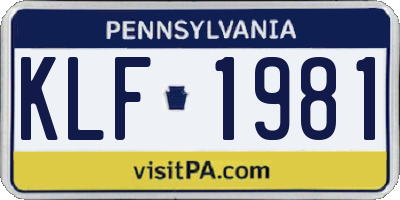 PA license plate KLF1981