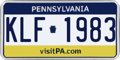 PA license plate KLF1983