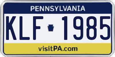 PA license plate KLF1985
