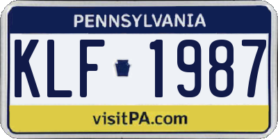 PA license plate KLF1987