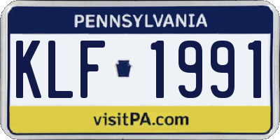 PA license plate KLF1991