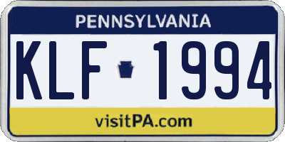 PA license plate KLF1994